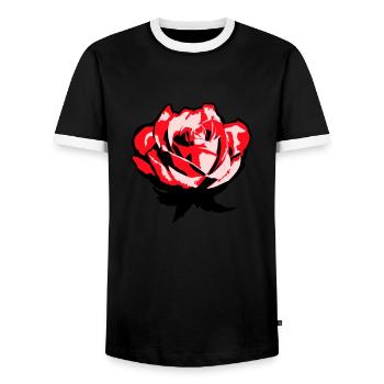 Jolie belle fleur de rose feuille roses romantique - T-shirt contrasté Homme - noir/blanc - Devant - AI Model Female 172 light (172cm) & AI Model Male 178 light (178cm)
