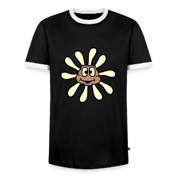 Petite fleur de tournesol visage heureux drôle - T-shirt contrasté Homme - noir/blanc - Devant - AI Model Female 172 light (172cm) & AI Model Male 178 light (178cm)