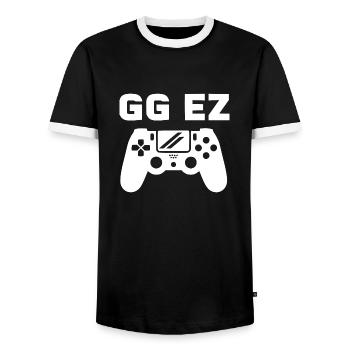 GG EZ - Men's Ringer Shirt - black/white - Front - AI Model Female 172 light (172cm) & AI Model Male 178 light (178cm)
