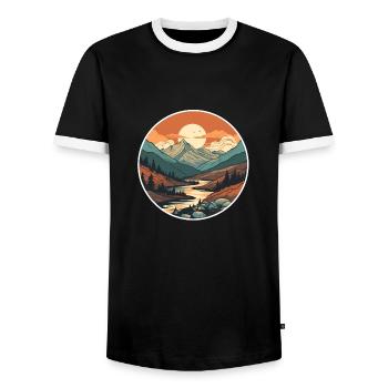 Natur Wandern Landschaft - Männer Kontrast-T-Shirt - Schwarz/Weiß - Vorne - AI Model Female 172 light (172cm) & AI Model Male 178 light (178cm)