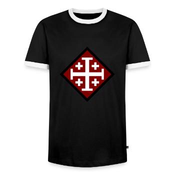 Jerusalem cross - Men's Ringer Shirt - black/white - Front - AI Model Female 172 light (172cm) & AI Model Male 178 light (178cm)