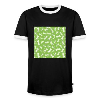 Die Libelle der Natur La libellule de la nature - T-shirt contrasté Homme - noir/blanc - Devant - AI Model Female 172 light (172cm) & AI Model Male 178 light (178cm)