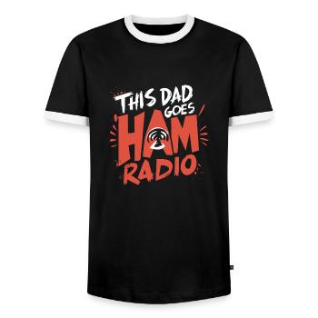 Papa est tout au sujet de la radio amateur ! - T-shirt contrasté Homme - noir/blanc - Devant - AI Model Female 172 light (172cm) & AI Model Male 178 light (178cm)