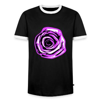 Jolie belle fleur de rose feuille roses romantique - T-shirt contrasté Homme - noir/blanc - Devant - AI Model Female 172 light (172cm) & AI Model Male 178 light (178cm)