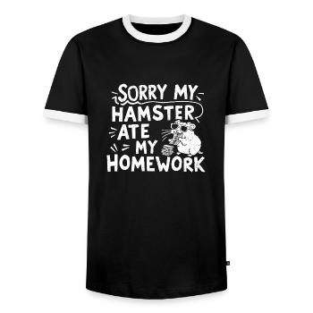 Drôle de dicton pour les fans de hamsters - T-shirt contrasté Homme - noir/blanc - Devant - AI Model Female 172 light (172cm) & AI Model Male 178 light (178cm)
