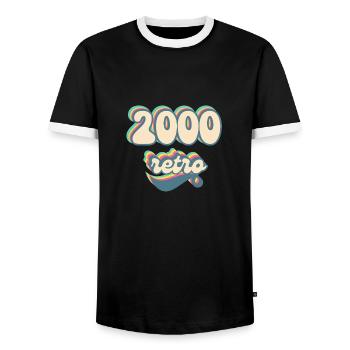 2000 Retro Geschenkidee - Männer Kontrast-T-Shirt - Schwarz/Weiß - Vorne - AI Model Female 172 light (172cm) & AI Model Male 178 light (178cm)