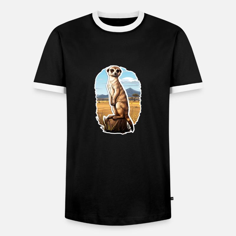Erdmännchen - Männer Kontrast-T-Shirt - Schwarz/Weiß
