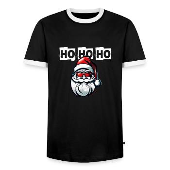 HO HO HO Père Noël Noël Saint-Nicolas - T-shirt contrasté Homme - noir/blanc - Devant - AI Model Female 172 light (172cm) & AI Model Male 178 light (178cm)