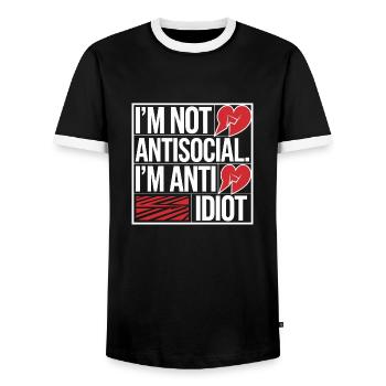 Introverti et pointilleux - T-shirt contrasté Homme - noir/blanc - Devant - AI Model Female 172 light (172cm) & AI Model Male 178 light (178cm)