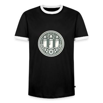 Kerzenblumenkranz - Männer Kontrast-T-Shirt - Schwarz/Weiß - Vorne - AI Model Female 172 light (172cm) & AI Model Male 178 light (178cm)