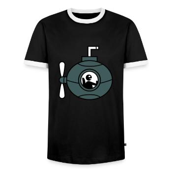 sous-marin Plongée sous-marine Plongée Capitaine de sous-marin - T-shirt contrasté Homme - noir/blanc - Devant - AI Model Female 172 light (172cm) & AI Model Male 178 light (178cm)