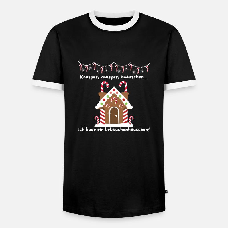 Knusper Knusper Knäuschen - Lebkuchenhäuschen - Männer Kontrast-T-Shirt - Schwarz/Weiß