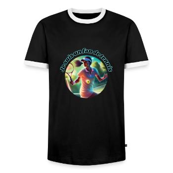 Tennis-Fan - Männer Kontrast-T-Shirt - Schwarz/Weiß - Vorne - AI Model Female 172 light (172cm) & AI Model Male 178 light (178cm)