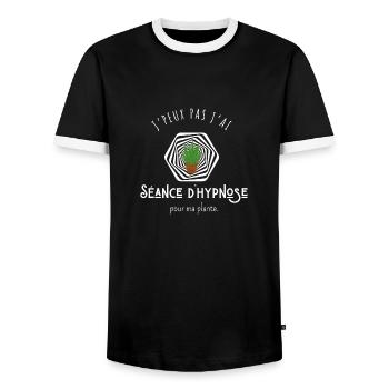 I can't I have a hypnosis session for my plant - Men's Ringer Shirt - black/white - Front - AI Model Female 172 light (172cm) & AI Model Male 178 light (178cm)
