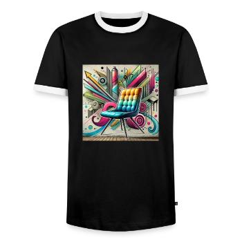 Chaise Graffiti Vendeur de meubles - T-shirt contrasté Homme - noir/blanc - Devant - AI Model Female 172 light (172cm) & AI Model Male 178 light (178cm)