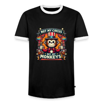 Not my circus not my monkeys - Männer Kontrast-T-Shirt - Schwarz/Weiß - Vorne - AI Model Female 172 light (172cm) & AI Model Male 178 light (178cm)