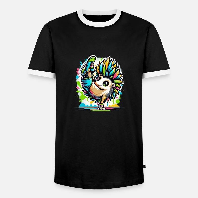 cooler Igel Breakdance Tanzen - Männer Kontrast-T-Shirt - Schwarz/Weiß