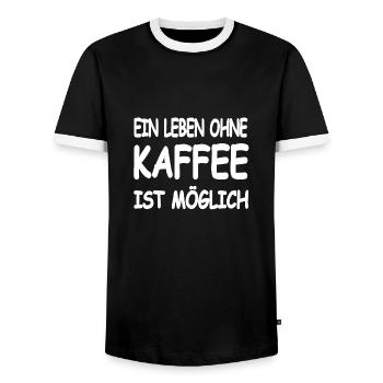 Kaffee - Männer Kontrast-T-Shirt - Schwarz/Weiß - Vorne - AI Model Female 172 light (172cm) & AI Model Male 178 light (178cm)