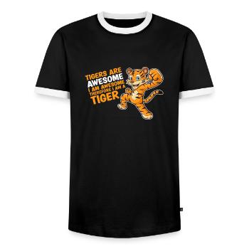 Tigers Are Awesome I'm Awesome Tiger Lover - Men's Ringer Shirt - black/white - Front - AI Model Female 172 light (172cm) & AI Model Male 178 light (178cm)