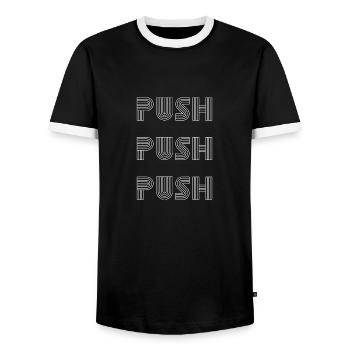 Push Push Push Motivational - Men's Ringer Shirt - black/white - Front - AI Model Female 172 light (172cm) & AI Model Male 178 light (178cm)