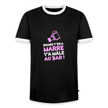 QUAND Y'EN A MARRE, Y'A MÂLE AU BAR ! (alcool) - T-shirt contrasté Homme - noir/blanc - Devant - AI Model Female 172 light (172cm) & AI Model Male 178 light (178cm)