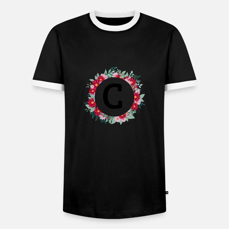 Buchstabe c Blumenkrone - Männer Kontrast-T-Shirt - Schwarz/Weiß