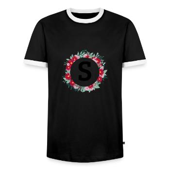 Blumenkrone des Buchstabens - Männer Kontrast-T-Shirt - Schwarz/Weiß - Vorne - AI Model Female 172 light (172cm) & AI Model Male 178 light (178cm)