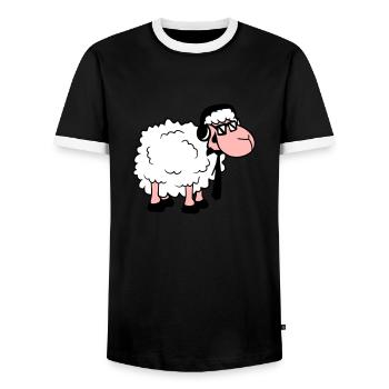 Sheep Sunglasses Tie Music DJ Headphones Fun - Men's Ringer Shirt - black/white - Front - AI Model Female 172 light (172cm) & AI Model Male 178 light (178cm)