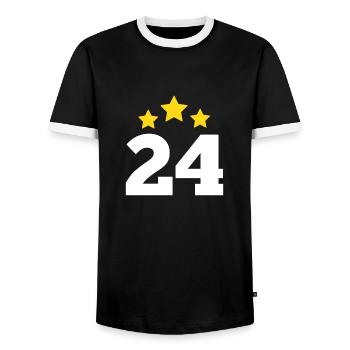 24 ans étoile - cadeau 24e anniversaire - T-shirt contrasté Homme - noir/blanc - Devant - AI Model Female 172 light (172cm) & AI Model Male 178 light (178cm)