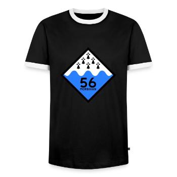 Morbihan - Men's Ringer Shirt - black/white - Front - AI Model Female 172 light (172cm) & AI Model Male 178 light (178cm)