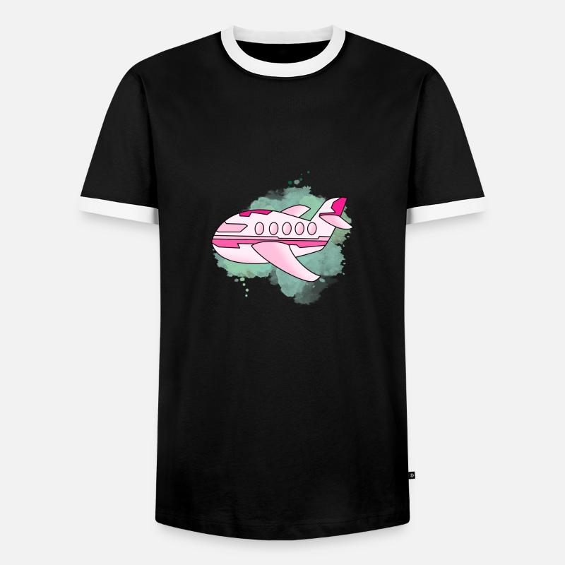 Flugzeug - Männer Kontrast-T-Shirt - Schwarz/Weiß