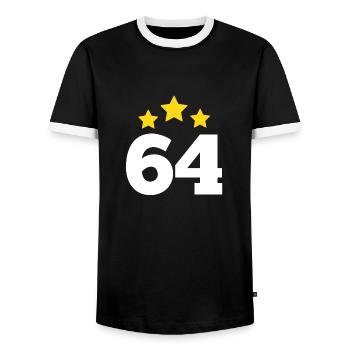 64 Years Star - 64th Birthday Gift - Men's Ringer Shirt - black/white - Front - AI Model Female 172 light (172cm) & AI Model Male 178 light (178cm)