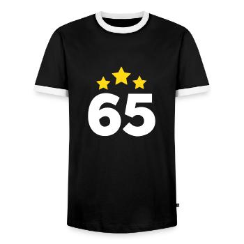 65 ans étoile - cadeau 65e anniversaire - T-shirt contrasté Homme - noir/blanc - Devant - AI Model Female 172 light (172cm) & AI Model Male 178 light (178cm)