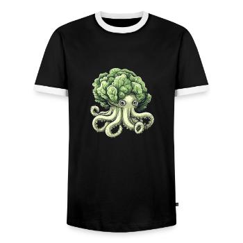 Oktopus Kohlkopf - Männer Kontrast-T-Shirt - Schwarz/Weiß - Vorne - AI Model Female 172 light (172cm) & AI Model Male 178 light (178cm)