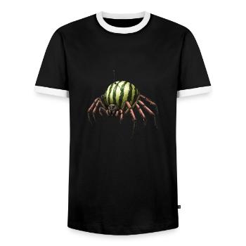 Melon Spider - Men's Ringer Shirt - black/white - Front - AI Model Female 172 light (172cm) & AI Model Male 178 light (178cm)
