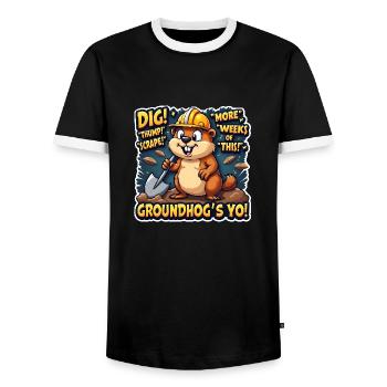MURMELTIER - Männer Kontrast-T-Shirt - Schwarz/Weiß - Vorne - AI Model Female 172 light (172cm) & AI Model Male 178 light (178cm)