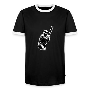Baseball player black white - Men's Ringer Shirt - black/white - Front - AI Model Female 172 light (172cm) & AI Model Male 178 light (178cm)