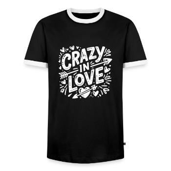 Verrückt in der Liebe - Männer Kontrast-T-Shirt - Schwarz/Weiß - Vorne - AI Model Female 172 light (172cm) & AI Model Male 178 light (178cm)