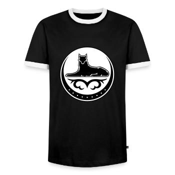 Itschkeria - Männer Kontrast-T-Shirt - Schwarz/Weiß - Vorne - AI Model Female 172 light (172cm) & AI Model Male 178 light (178cm)