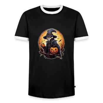 Raven Halloween - Men's Ringer Shirt - black/white - Front - AI Model Female 172 light (172cm) & AI Model Male 178 light (178cm)