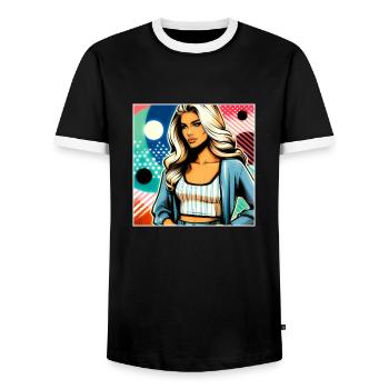 Elegante Geschäftsfrau - Männer Kontrast-T-Shirt - Schwarz/Weiß - Vorne - AI Model Female 172 light (172cm) & AI Model Male 178 light (178cm)