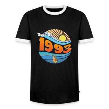 Millésime 1993 – Célébration de 32 ans de souvenirs - T-shirt contrasté Homme - noir/blanc - Devant - AI Model Female 172 light (172cm) & AI Model Male 178 light (178cm)