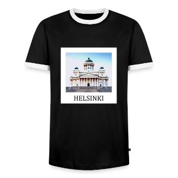 Helsinki - Männer Kontrast-T-Shirt - Schwarz/Weiß - Vorne - AI Model Female 172 light (172cm) & AI Model Male 178 light (178cm)