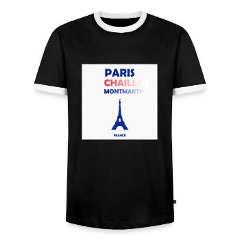 Paris, France - Men's Ringer Shirt - black/white - Front - AI Model Female 172 light (172cm) & AI Model Male 178 light (178cm)