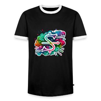 Zodiaque Sagittaire - T-shirt contrasté Homme - noir/blanc - Devant - AI Model Female 172 light (172cm) & AI Model Male 178 light (178cm)