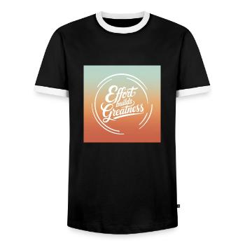 Effort Builds Greatness Quote - Men's Ringer Shirt - black/white - Front - AI Model Female 172 light (172cm) & AI Model Male 178 light (178cm)