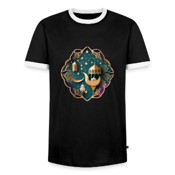 Ramadan Gift Eid Mubarak Islam Allah Muslim - Men's Ringer Shirt - black/white - Front - AI Model Female 172 light (172cm) & AI Model Male 178 light (178cm)