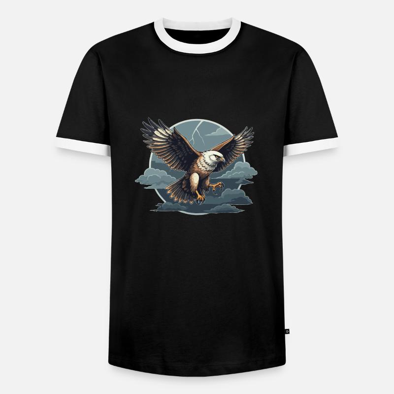 Goshawk and storm clouds - Men's Ringer Shirt - black/white