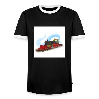 Locomotive à vapeur - T-shirt contrasté Homme - noir/blanc - Devant - AI Model Female 172 light (172cm) & AI Model Male 178 light (178cm)