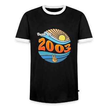 Vive 2003 – Célébrons les 22 ans de - T-shirt contrasté Homme - noir/blanc - Devant - AI Model Female 172 light (172cm) & AI Model Male 178 light (178cm)
